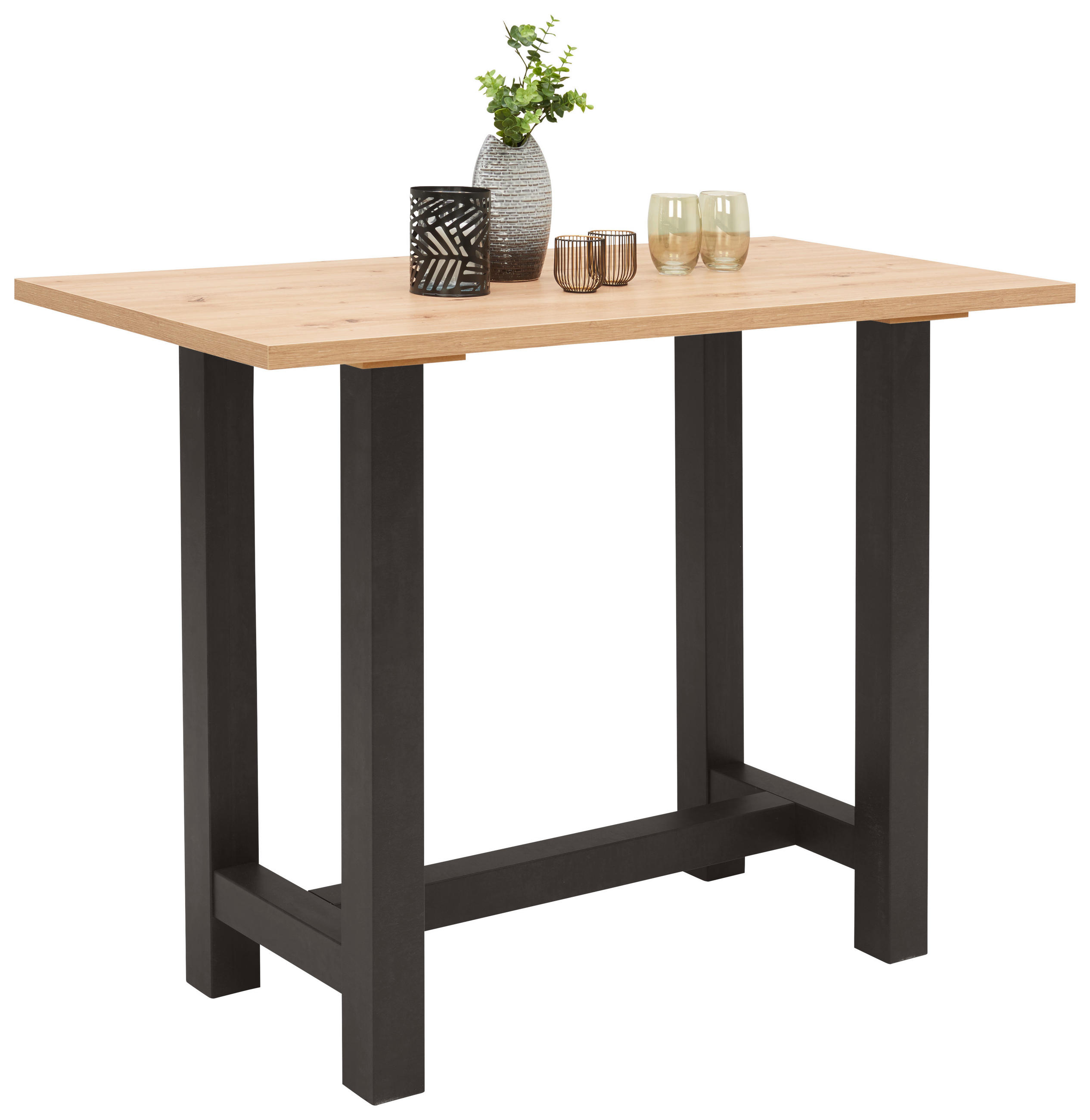 BARTISCH in Holzwerkstoff 140/70/105 cm   - Eichefarben/Schwarz, KONVENTIONELL, Holzwerkstoff (140/70/105cm) - Carryhome