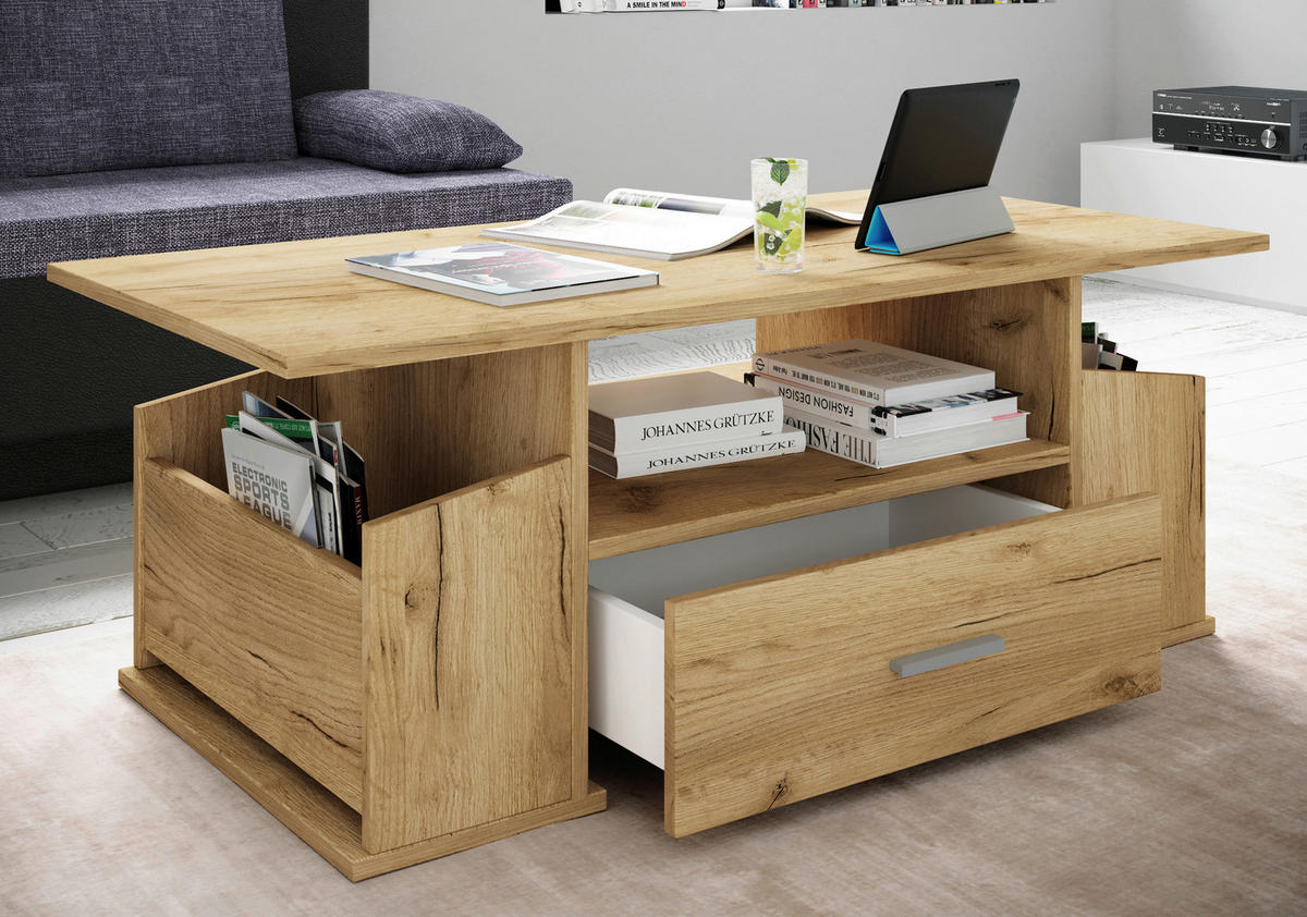 COUCHTISCH in Holzwerkstoff 110/52/44 cm  - Honigeiche/Grau, Design, Holzwerkstoff/Kunststoff (110/52/44cm) - MID.YOU