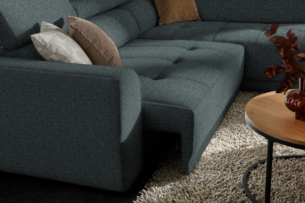 ECKSOFA in Struktur Dunkelgrau  284/205 cm  - Dunkelgrau/Schwarz, Design, Kunststoff/Textil (284/205cm) - Xora