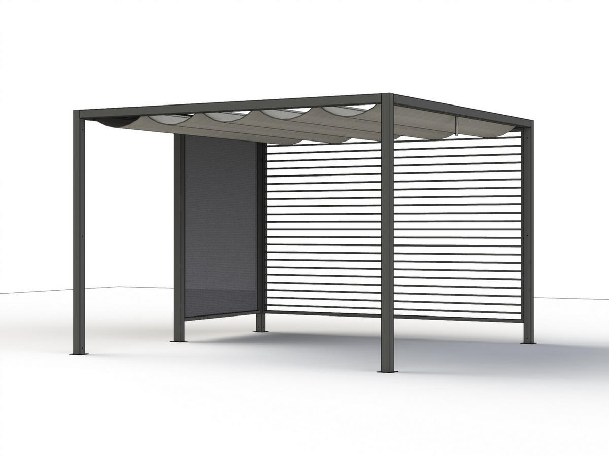 PAVILLON-SEITENTEIL 150/210/0,5 cm  - Anthrazit, Basics, Textil/Metall (150/210/0,5cm) - Siena Garden
