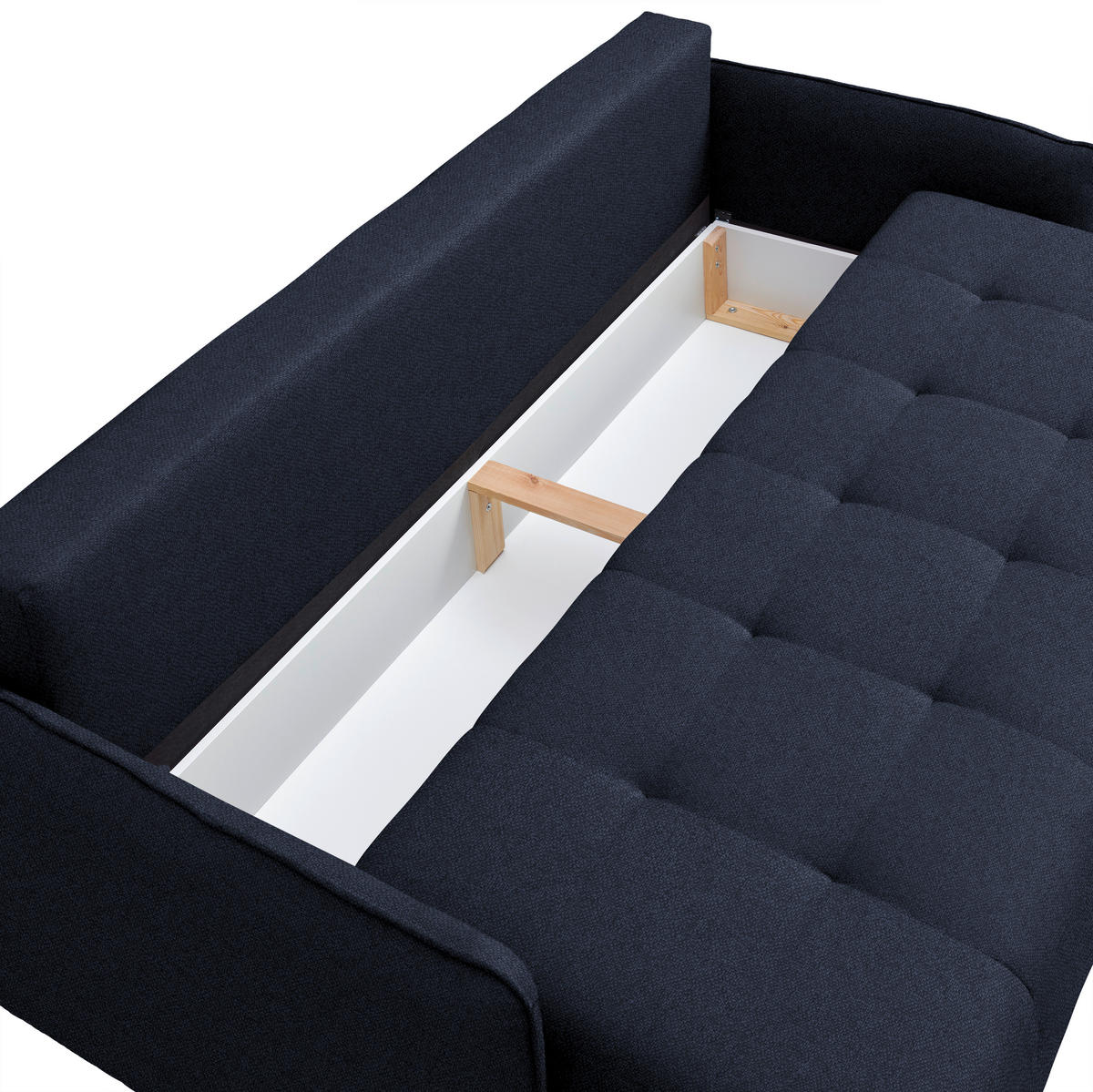 SCHLAFSOFA  in Struktur Dunkelblau  - Buchefarben/Dunkelblau, Design, Holz/Textil (217/97/101cm) - Carryhome