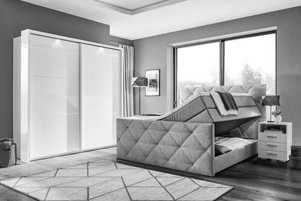 BOXSPRINGBETT 180/200 cm  in Anthrazit  - Anthrazit/Schwarz, KONVENTIONELL, Kunststoff/Textil (180/200cm) - Ti'me