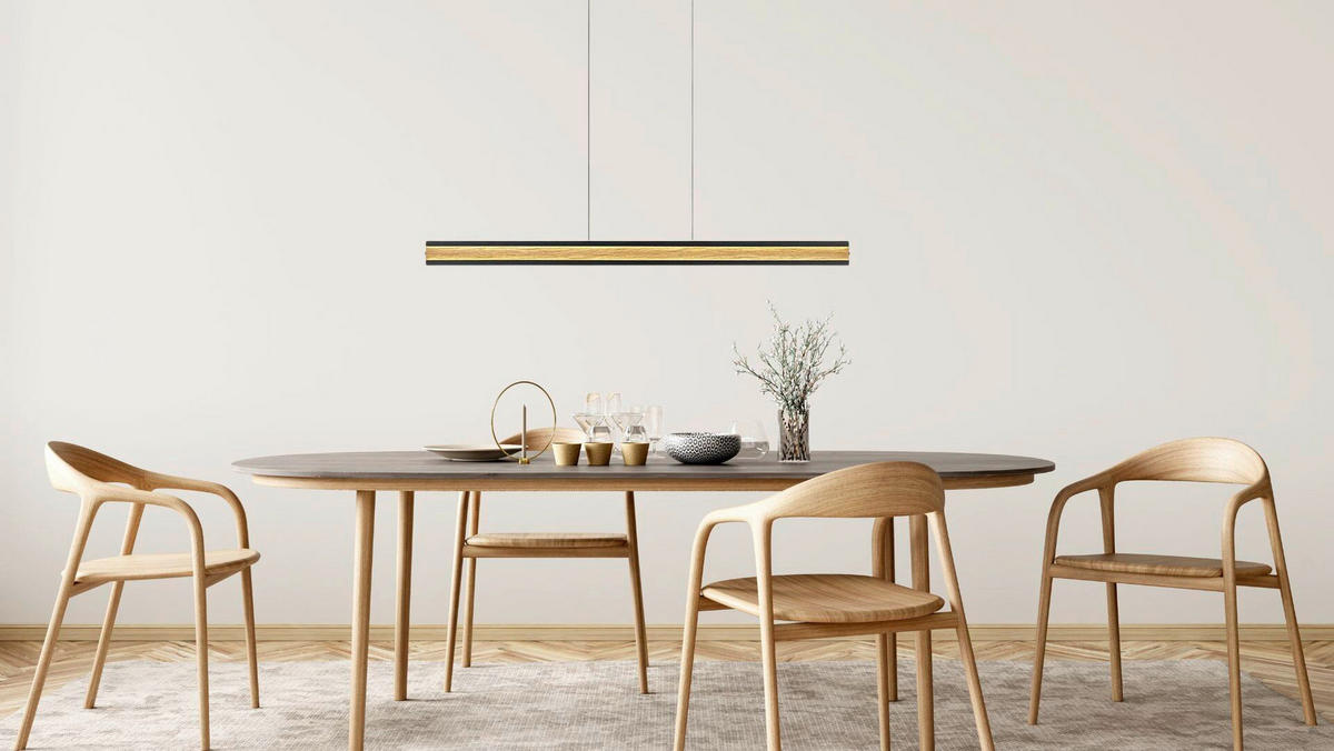 LED-HÄNGELEUCHTE Heloise 120/3.6/45-200 cm  - Eichefarben, Natur, Holz (120/3.6/45-200cm) - Herzblut