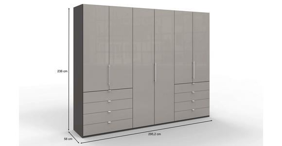 FALTTÜRENSCHRANK 300/236/58 cm 3-türig  - Chromfarben/Dunkelgrau, KONVENTIONELL, Glas/Holzwerkstoff (300/236/58cm) - Venda