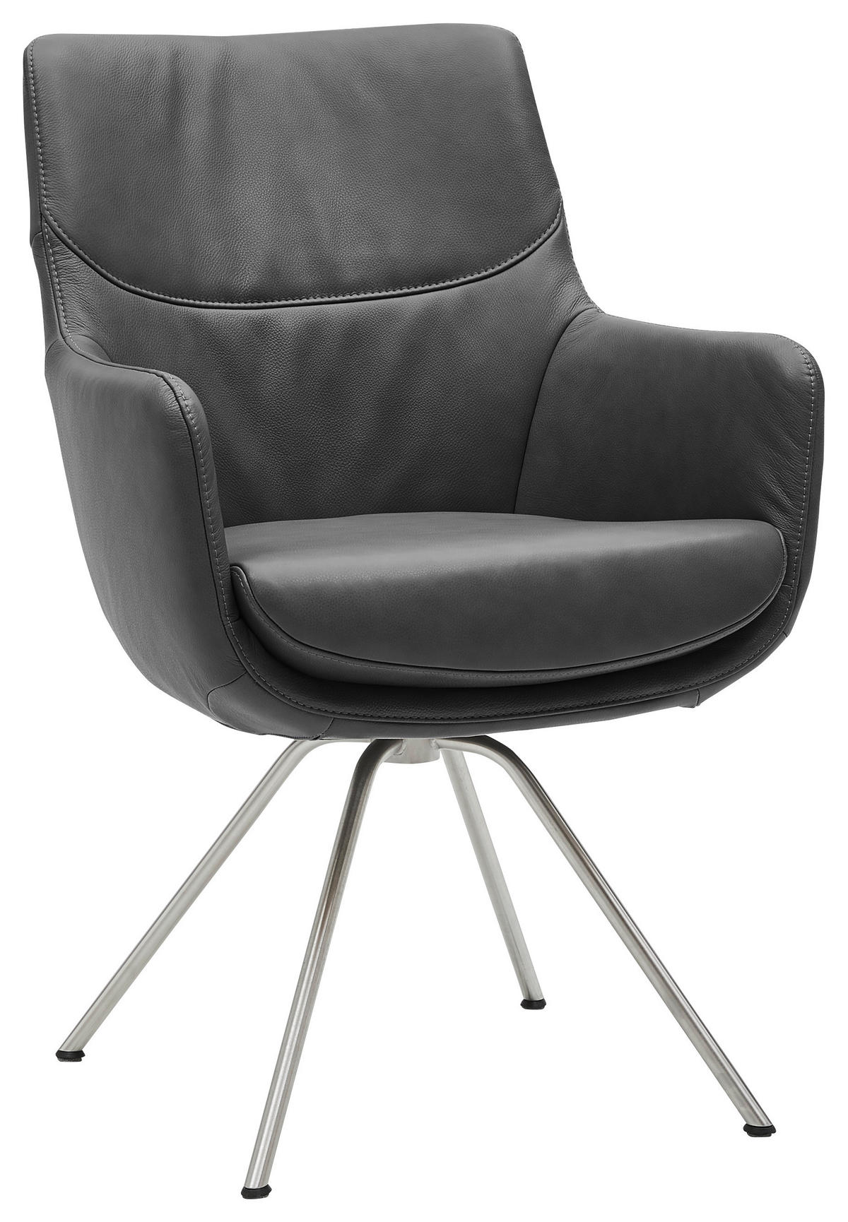 ARMLEHNSTUHL  in  - Edelstahlfarben/Schwarz, Design (60/90/61cm) - Dieter Knoll