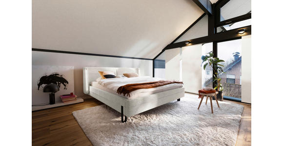 POLSTERBETT Beleuchtung 180/200 cm in Creme - Creme/Schwarz, MODERN, Textil/Metall (180/200cm) - Novel