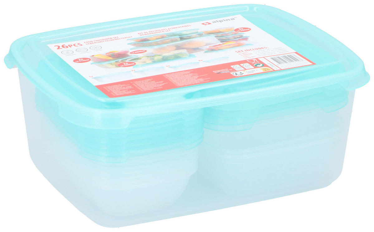 FRISCHHALTEDOSENSET 13-teilig  - Transparent, Basics, Kunststoff (30,5/24/13cm) - Alpina 6287