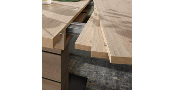 ESSTISCH in Holzwerkstoff 140-220/90/75 cm  - Eichefarben/Schwarz, Design, Holzwerkstoff (140-220/90/75cm) - Dieter Knoll