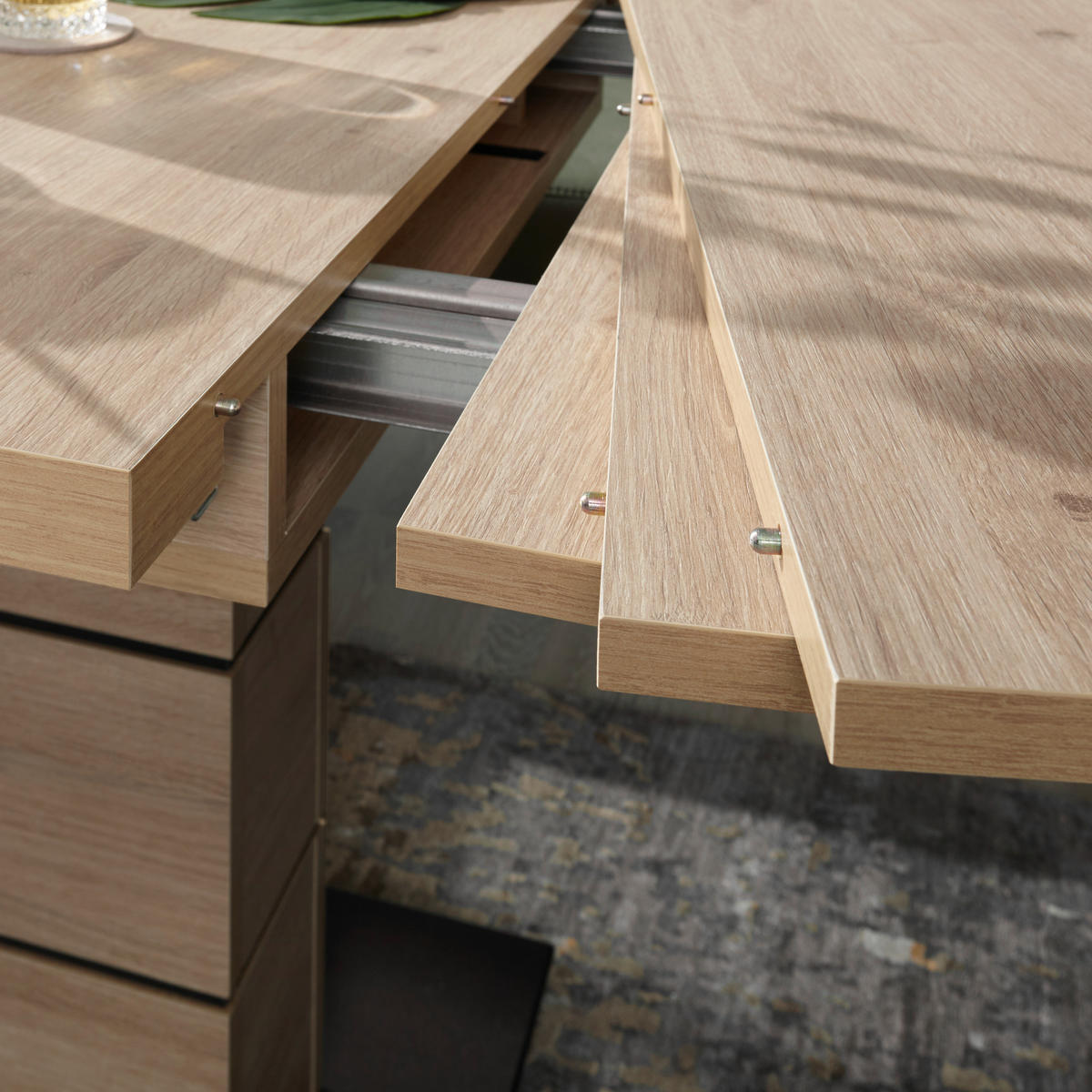 ESSTISCH Schwarz, Eichefarben rechteckig  ausziehbar  - Eichefarben/Schwarz, Design, Holzwerkstoff (140-220/90/75cm) - Dieter Knoll