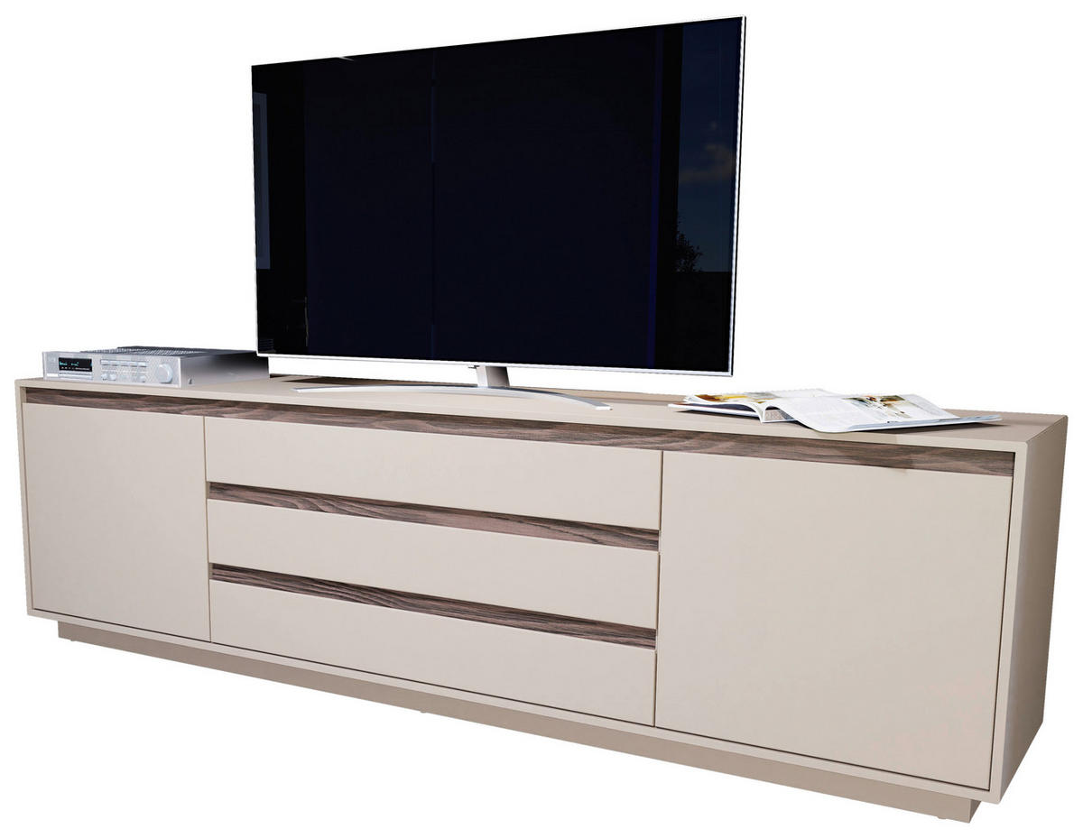 COMODĂ JOASĂ 220/64/45 cm  - cașmir/culoare lemn de nuc, Design, material pe bază de lemn (220/64/45cm) - Stylife