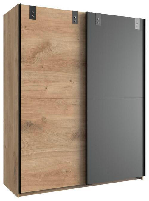 ORMAR SA KLIZNIM VRATIMA grafitno siva, boja hrasta 135/198/64 cm - boja hrasta/grafitno siva, Dizajnerski, metal/pločasti materijal (135/198/64cm) - Hom`in