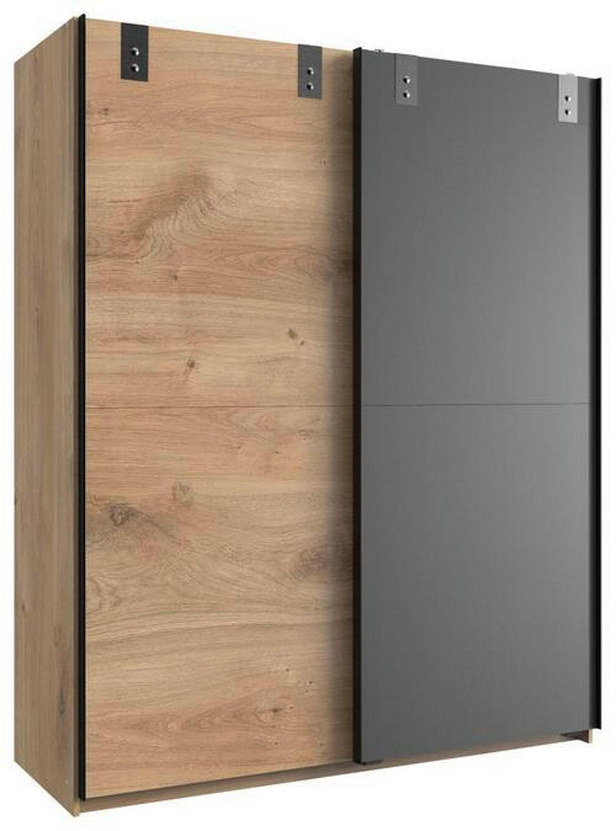 ORMAR S KLIZNIM VRATIMA boje grafita, boje hrasta   - boje grafita/boje hrasta, Design, drvni materijal/metal (135/198/64cm) - Hom`in