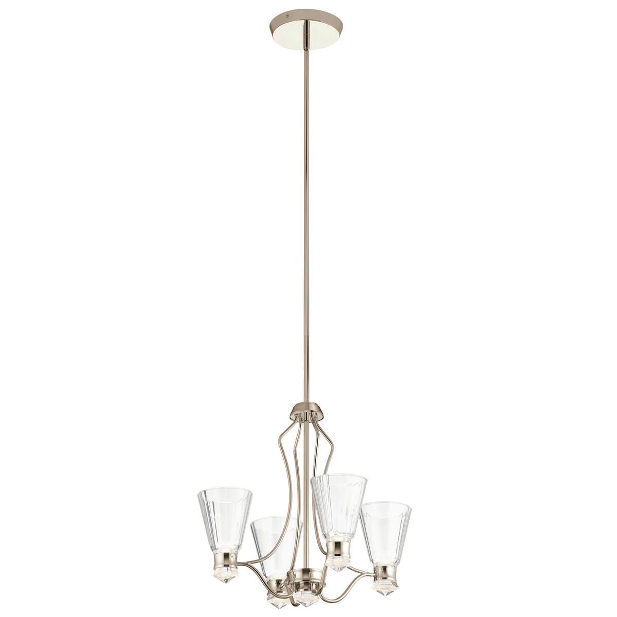 KRONLEUCHTER 50.3/59.3 cm   - Nickelfarben, Design, Glas/Metall (50.3/59.3cm) - Elstead Lighting