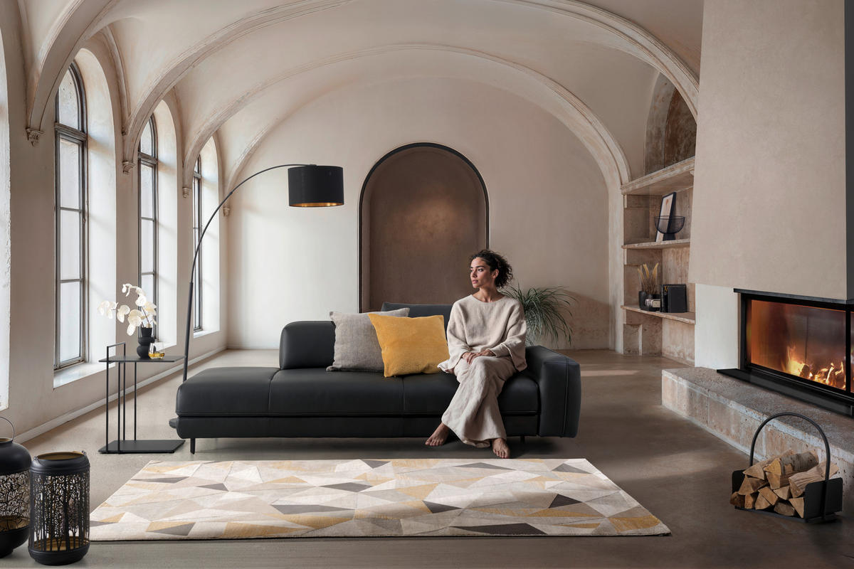 2,5-SITZER  in Echtleder Anthrazit   - Anthrazit, Design, Leder/Metall (226/70/109cm) - Johann Jakob