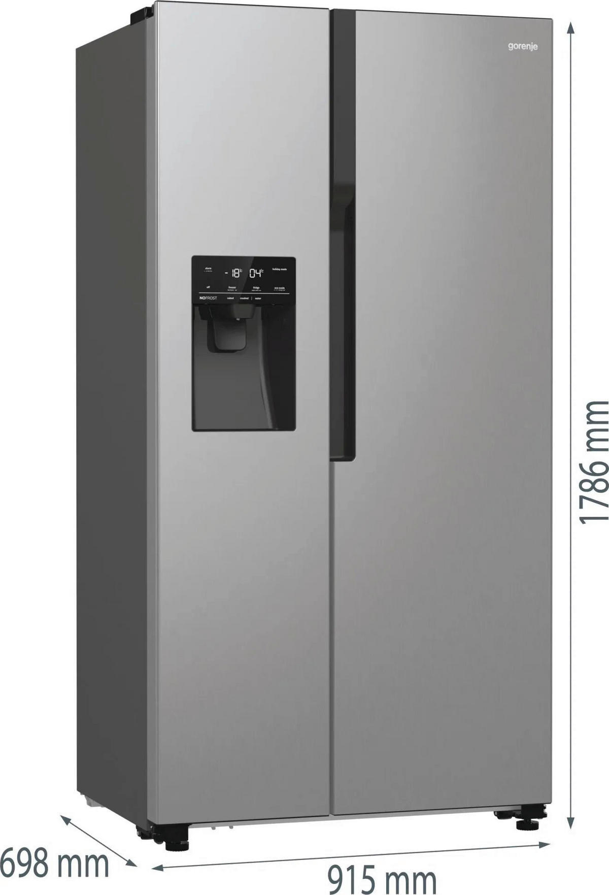 SIDE-BY-SIDE 91,5/178,6/69,8 cm NRR9185ESXL  - Edelstahlfarben, MODERN, Glas/Kunststoff (91,5/178,6/69,8cm) - Gorenje