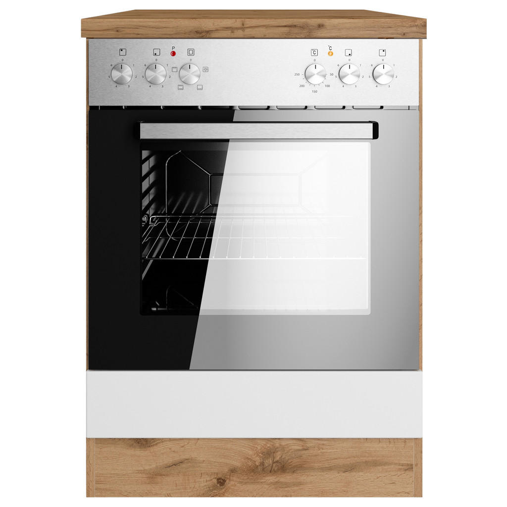 Thumbnail - Held Herdumbauschrank, Weiß, Eiche Wotan, Holzwerkstoff, 60x86x60 cm, Made in Germany, Küchen, Küchenmöbel, Küchenschrän...