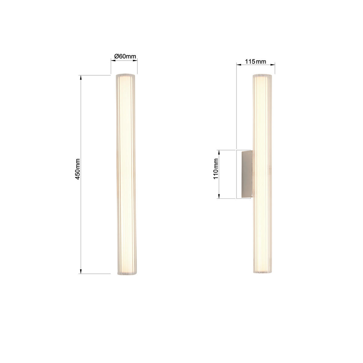 LED-WANDLEUCHTE Linea  45/6/11.5 cm  - Chromfarben, Design, Glas (45/6/11.5cm)
