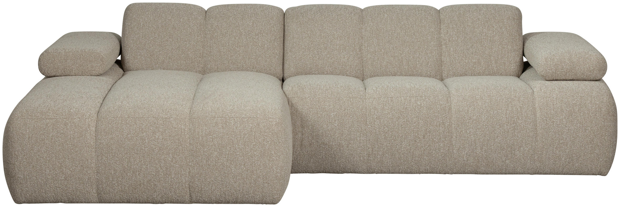 ECKSOFA Mojo Beige Bouclé Rücken echt, Armteilverstellung  - Beige/Schwarz, Design, Kunststoff/Textil (160/284cm) - Livetastic