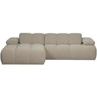 ECKSOFA Mojo Beige Bouclé Rücken echt, Armteilverstellung  - Beige/Schwarz, Design, Kunststoff/Textil (160/284cm) - Livetastic