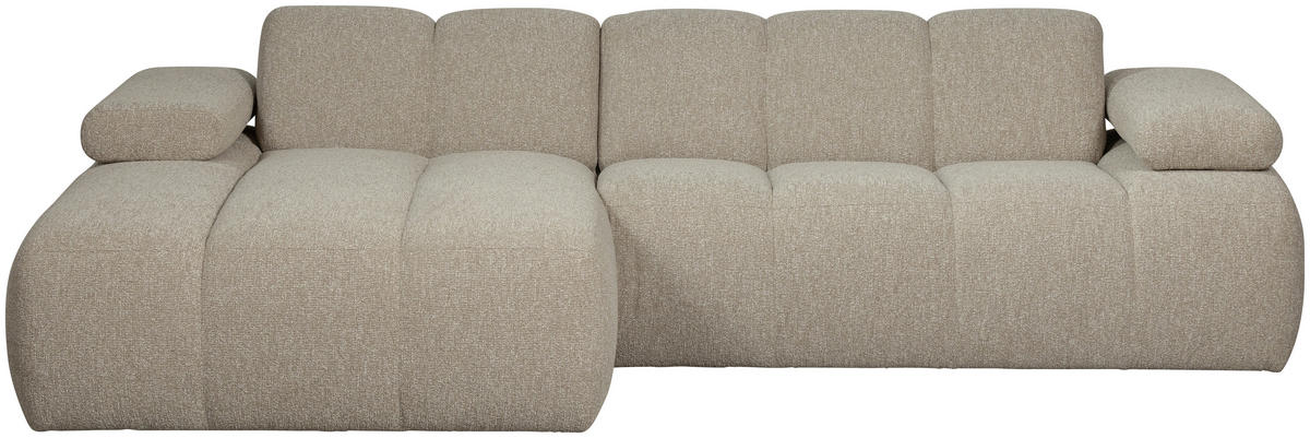 ECKSOFA Mojo Beige Bouclé Rücken echt, Armteilverstellung  - Beige/Schwarz, Design, Kunststoff/Textil (160/284cm) - Livetastic