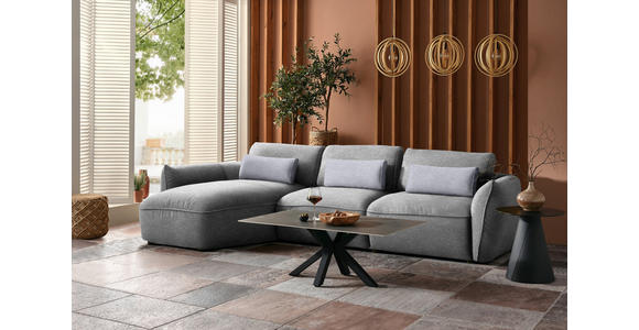 ECKSOFA  in Chenille Hellbraun  190/340 cm  - Hellbraun/Silberfarben, Design, Kunststoff/Textil (190/340cm) - Belluti