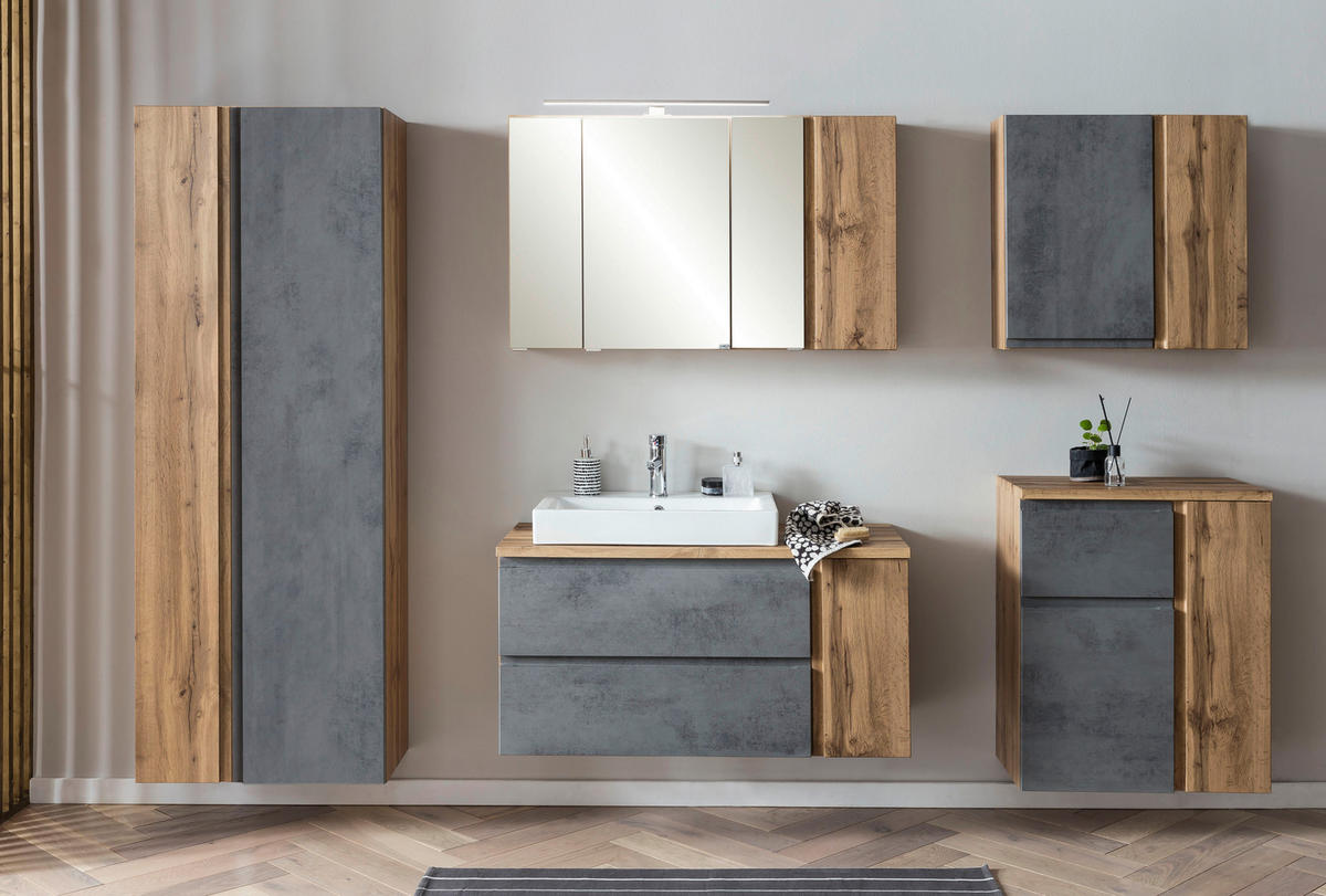 HÖGSKÅP  - ek Wotan/ljusgrå, Modern, trämaterial (65/180/35cm) - Held