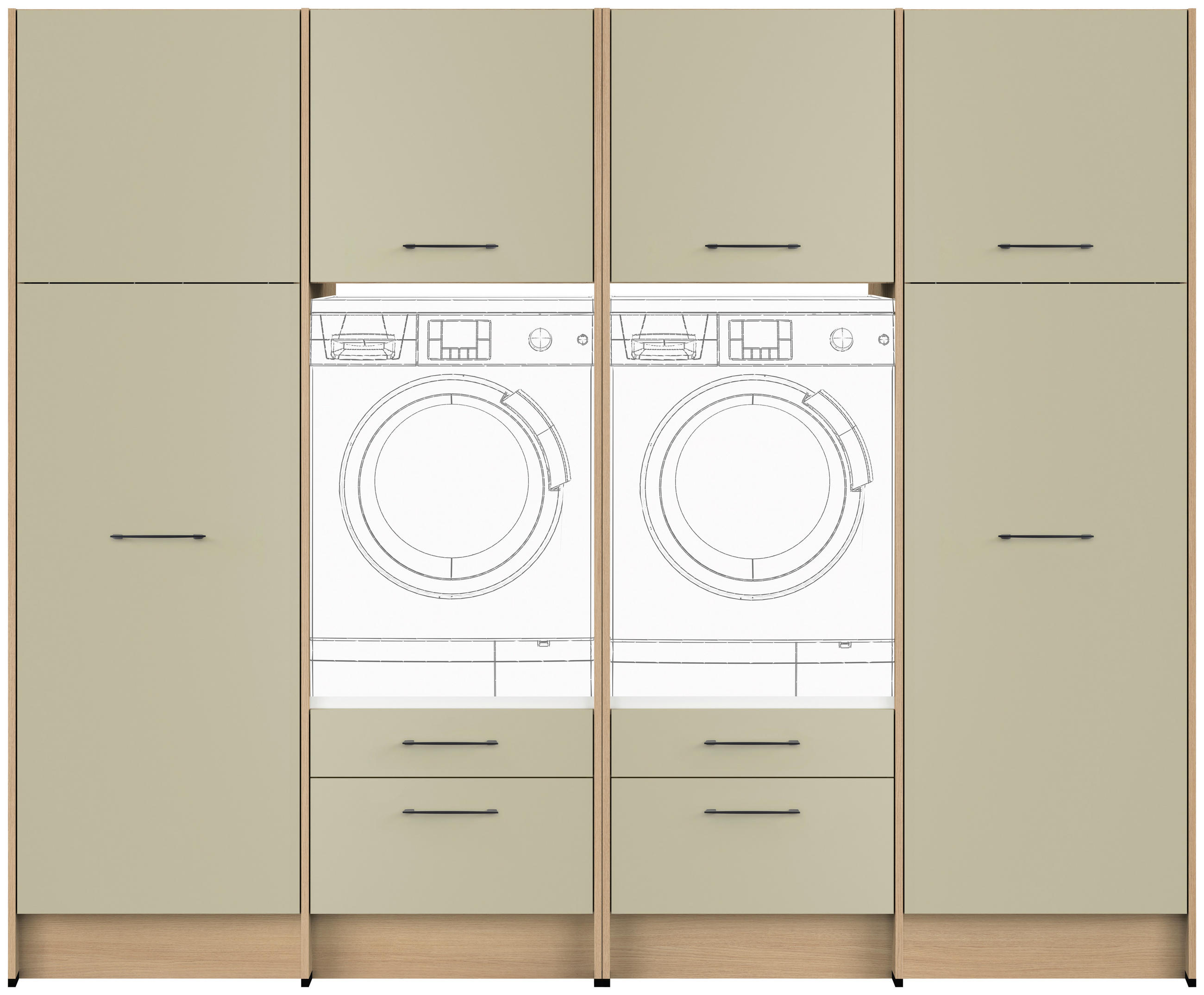 HAUSWIRTSCHAFTSRAUM Eichefarben, Salbeigrün  - Eichefarben/Salbeigrün, Basics, Holzwerkstoff (249,6cm) - Impuls