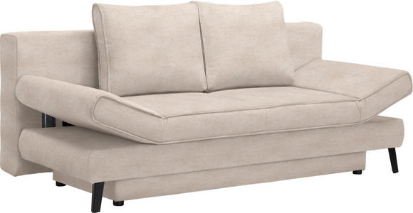 SCHLAFSOFA in Flachgewebe Sandfarben  - Sandfarben/Schwarz, Design, Textil/Metall (200/85/90cm) - Xora