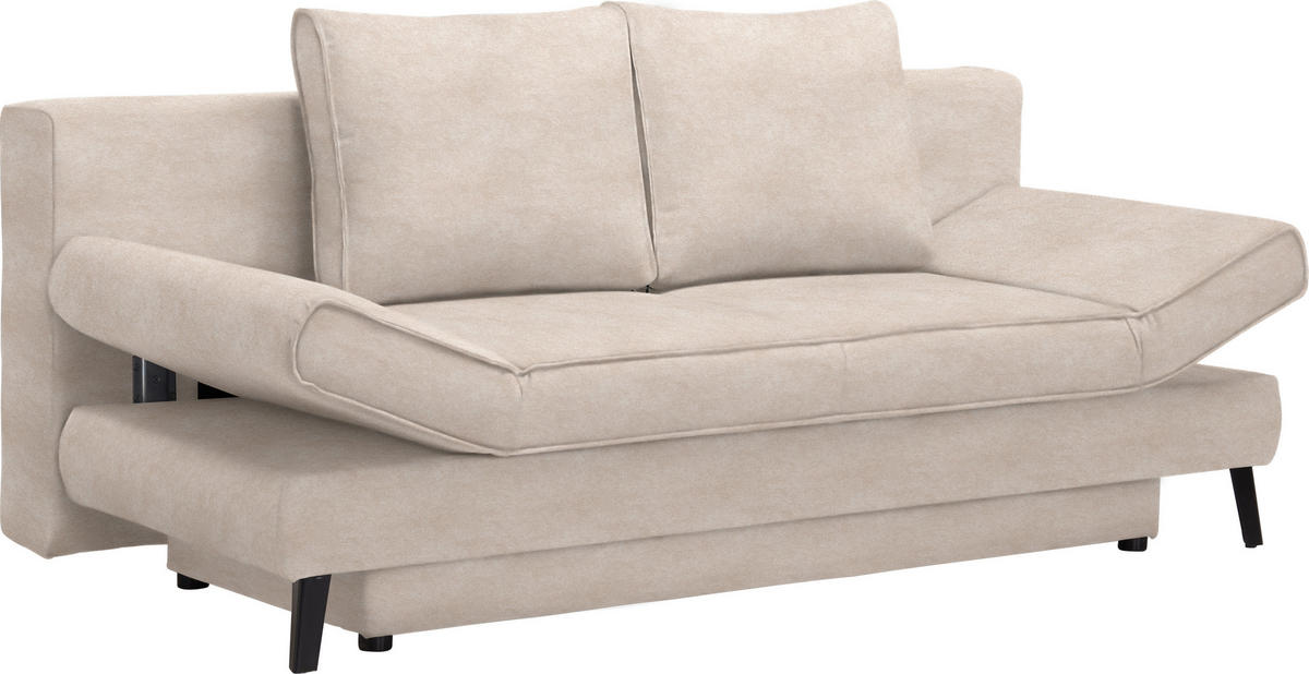 SCHLAFSOFA in Flachgewebe Sandfarben  - Sandfarben/Schwarz, Design, Textil/Metall (200/85/90cm) - Xora