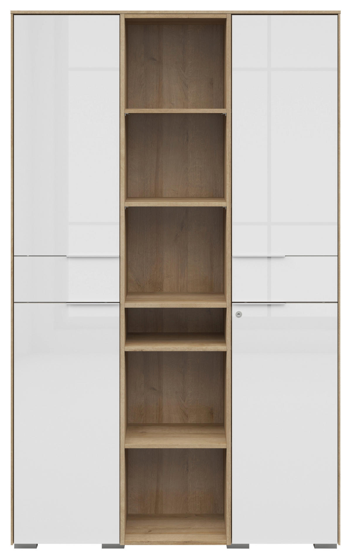 AKTENSCHRANK Weiß, Eichefarben  - Eichefarben/Weiß, KONVENTIONELL, Glas/Holzwerkstoff (122/199/37cm) - Voleo