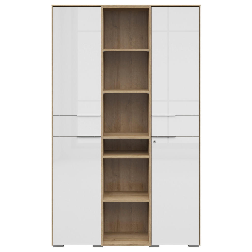 Thumbnail - Voleo Aktenschrank, Weiß, Eiche, Holzwerkstoff, 15 Fächer, 122x199x37 cm, Typenauswahl, Beimöbel erhältlich, in verschie...