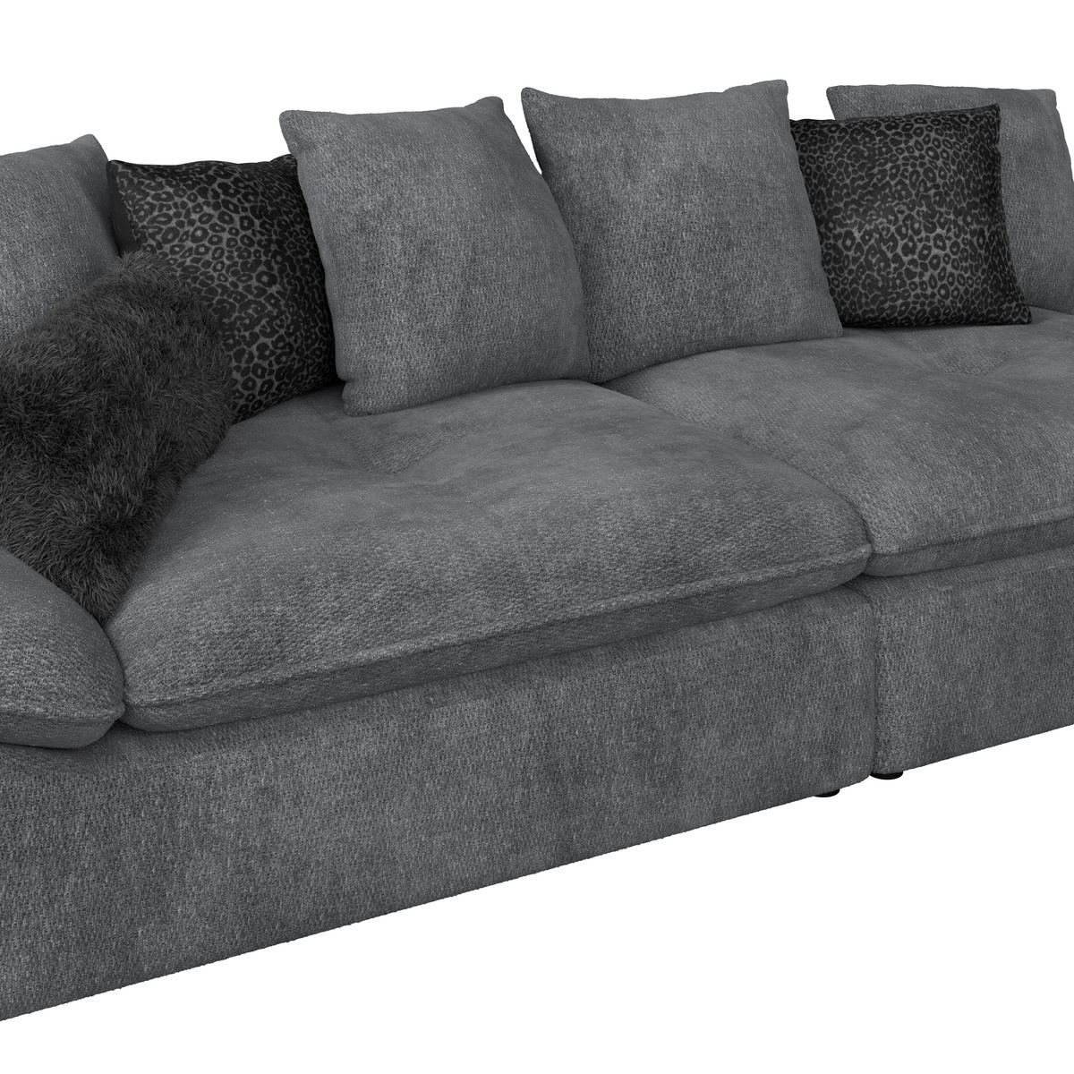 BIGSOFA Chenille Anthrazit  - Anthrazit/Schwarz, Trend, Textil (310/76-90/124cm) - MID.YOU
