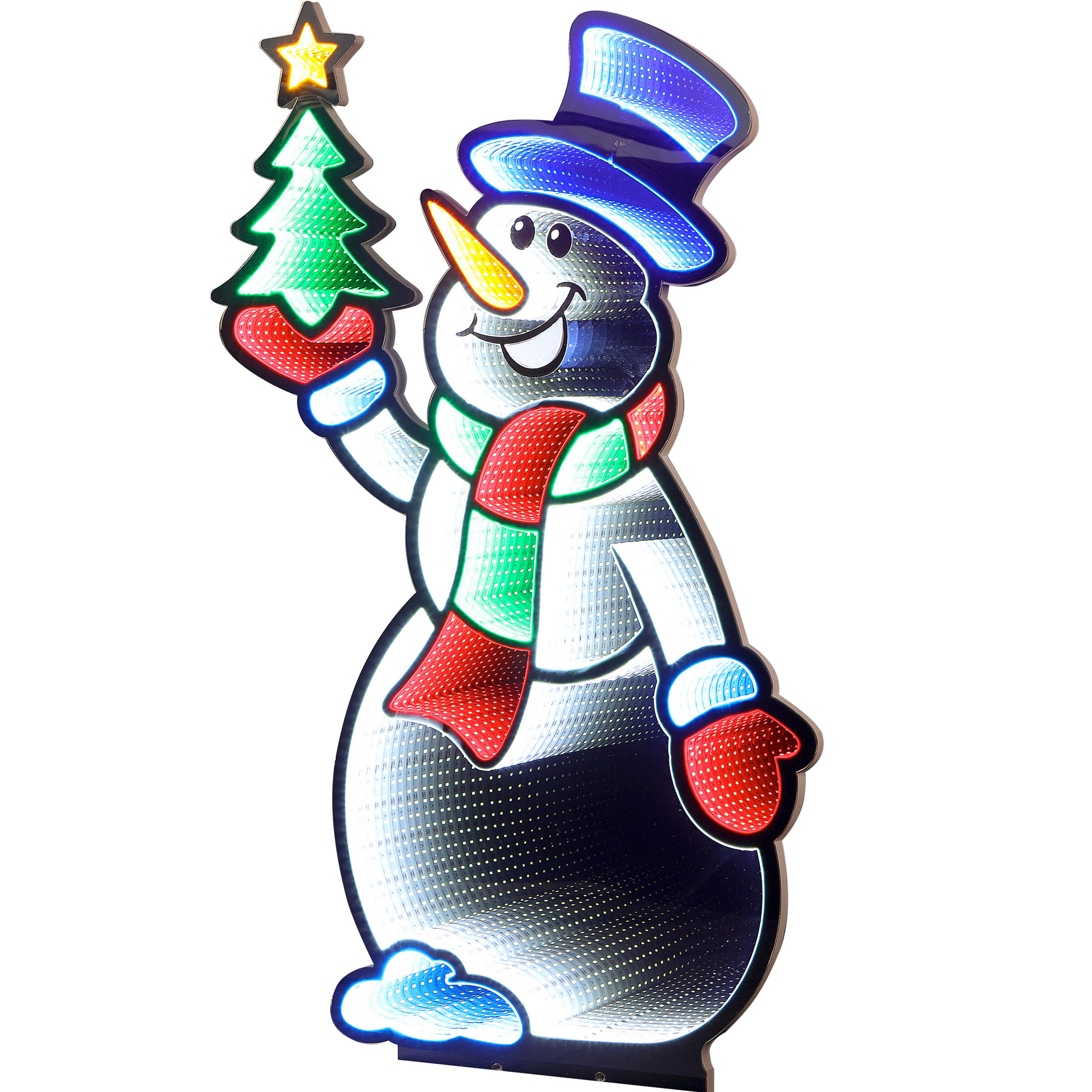 X-Mas Schneemann Blau, Grün, Rot, Weiß 55.7x91.8x20 cm