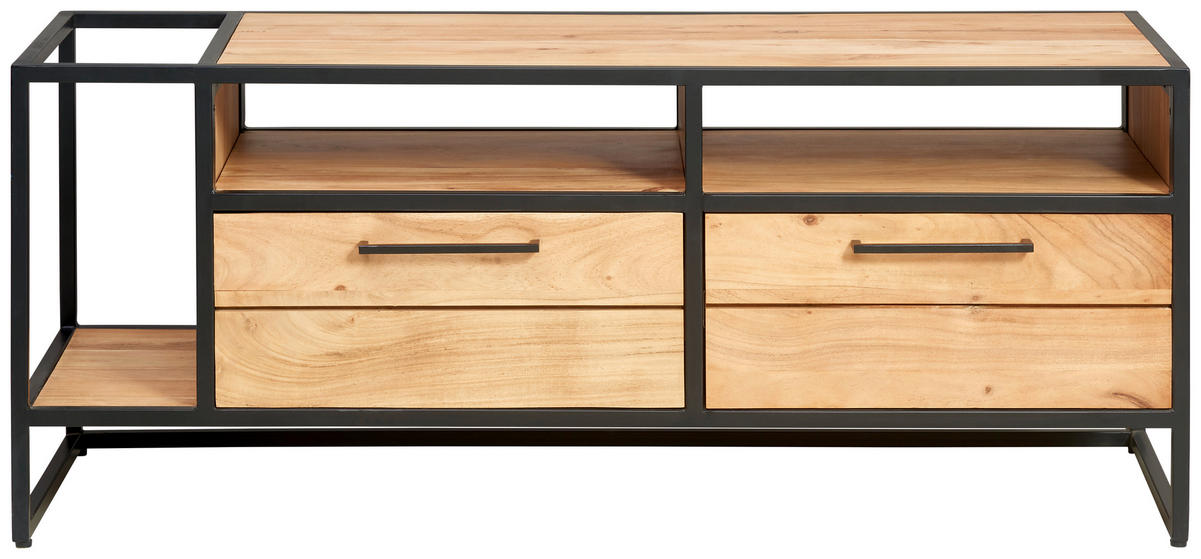 LOWBOARD Urban Garden 2.0  in 135/54/47 cm  - Schwarz/Honig, Design, Holz/Metall (135/54/47cm) - MID.YOU