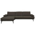 ECKSOFA Beldomo Premium in Echtleder Graubraun  180/310 cm  - Graubraun/Schwarz, Design, Leder/Metall (180/310cm) - Dieter Knoll