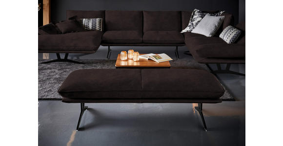 WOHNLANDSCHAFT in Echtleder Dunkelbraun - Dunkelbraun/Schwarz, Natur, Leder/Metall (155/359/217cm) - Dieter Knoll