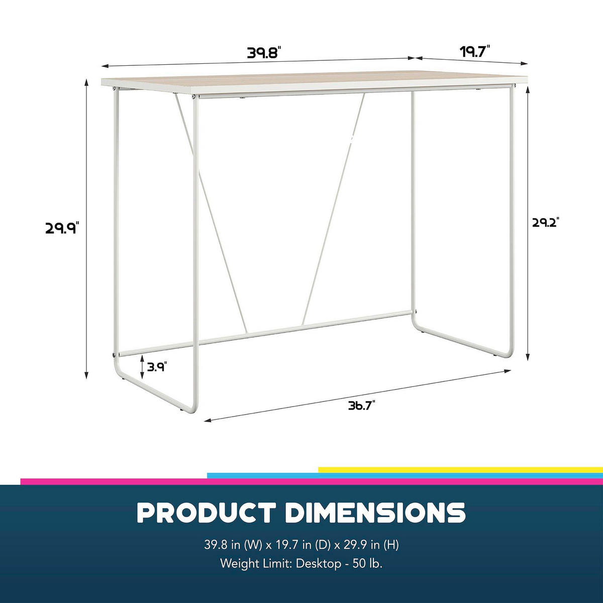 SCHREIBTISCH  in Naturfarben, Weiß  - Naturfarben/Weiß, Design, Holzwerkstoff/Metall (99/75/49cm) - MID.YOU