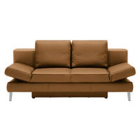 SCHLAFSOFA Braun Echtleder  - Chromfarben/Braun, Design, Leder/Metall (200/85/90cm) - Novel