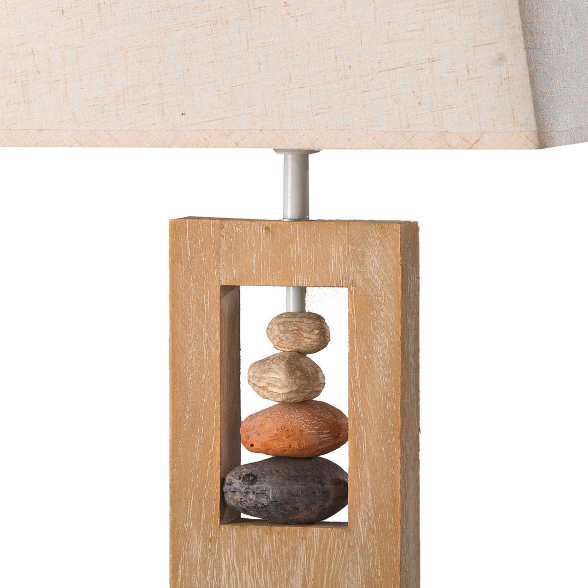 STOLNÁ LAMPA, E27, 30/13/46 cm - béžová, Natur, drevo/textil (30/13/46cm)