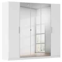 DREHTÜRENSCHRANK 226/210/54 cm,  in Weiß, 5-türig  - Alufarben/Weiß, KONVENTIONELL, Glas/Holzwerkstoff (226/210/54cm) - home24