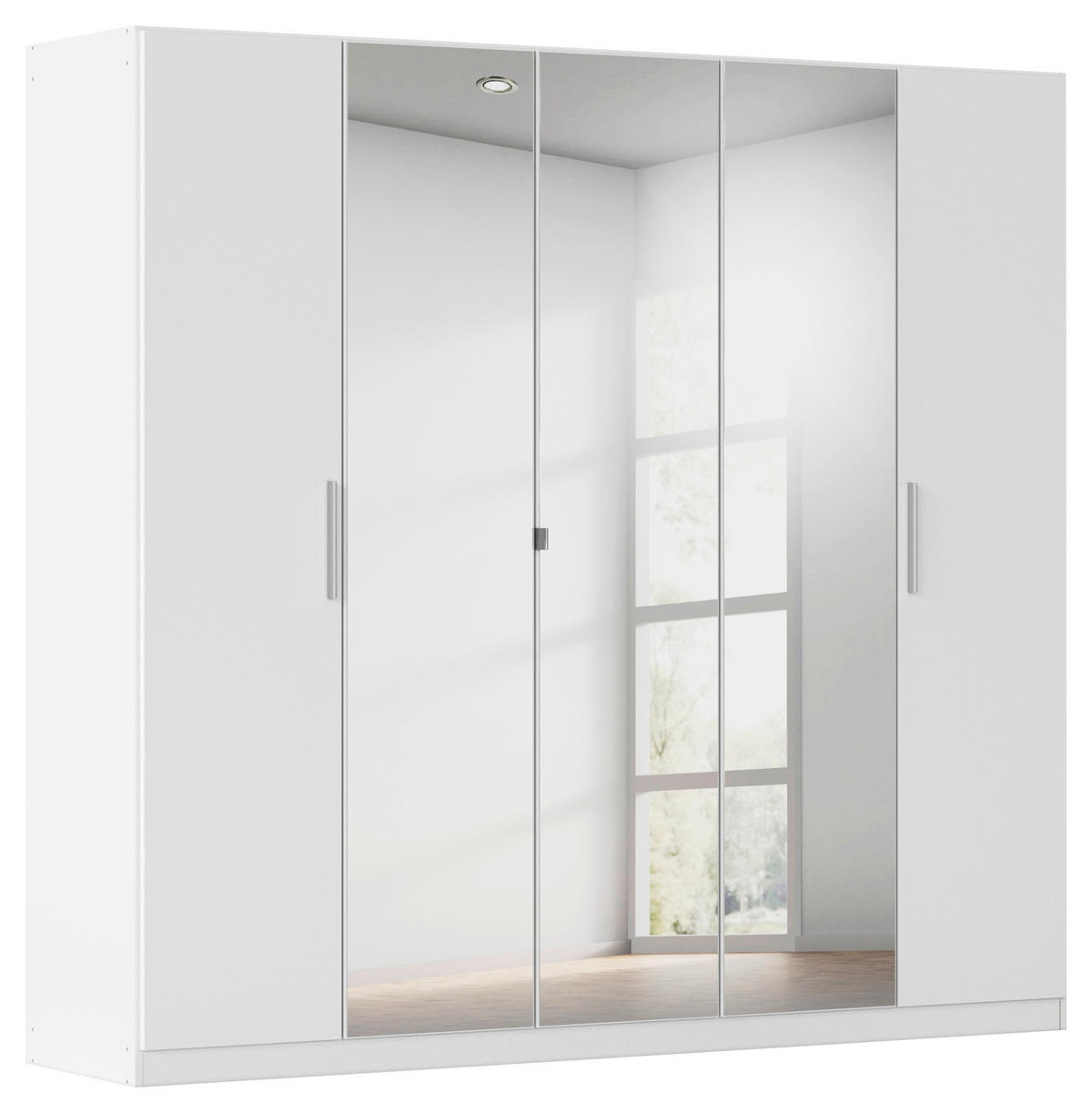 DREHTÜRENSCHRANK 226/210/54 cm,  in Weiß, 5-türig  - Alufarben/Weiß, KONVENTIONELL, Glas/Holzwerkstoff (226/210/54cm) - home24