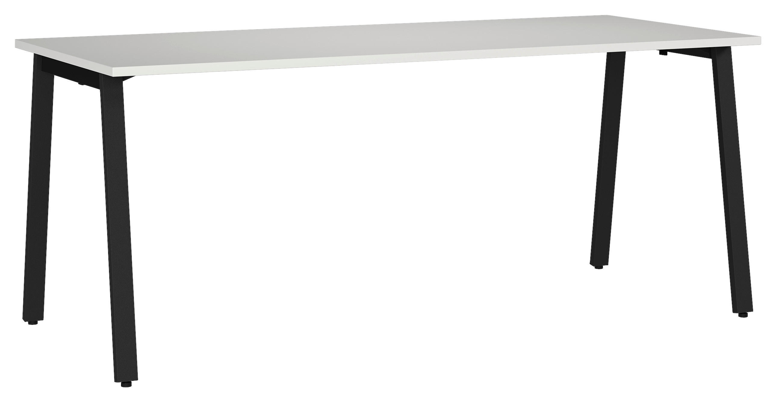 SCHREIBTISCH 180/80/75 cm, Schwarz, Hellgrau, in verschiedenen Holz-Dekoren erhältlich, justierbare Füße  - Hellgrau/Schwarz, MODERN, Holzwerkstoff/Metall (180/80/75cm) - Novel