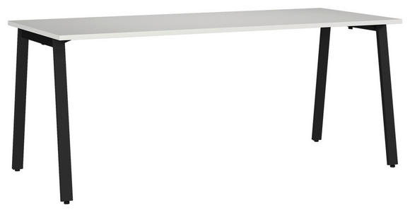 SCHREIBTISCH 180/80/75 cm  in Schwarz, Hellgrau  - Hellgrau/Schwarz, MODERN, Holzwerkstoff/Metall (180/80/75cm) - Novel