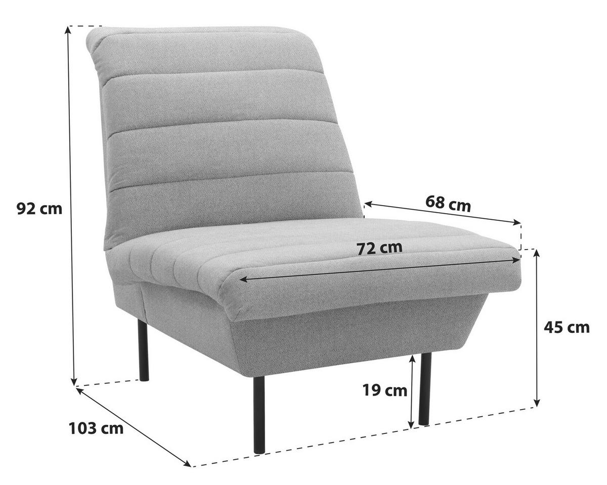 SESSEL in Flachgewebe Graubraun  - Graubraun/Schwarz, Design, Textil/Metall (72/92/103cm) - LOOKS by W.Joop