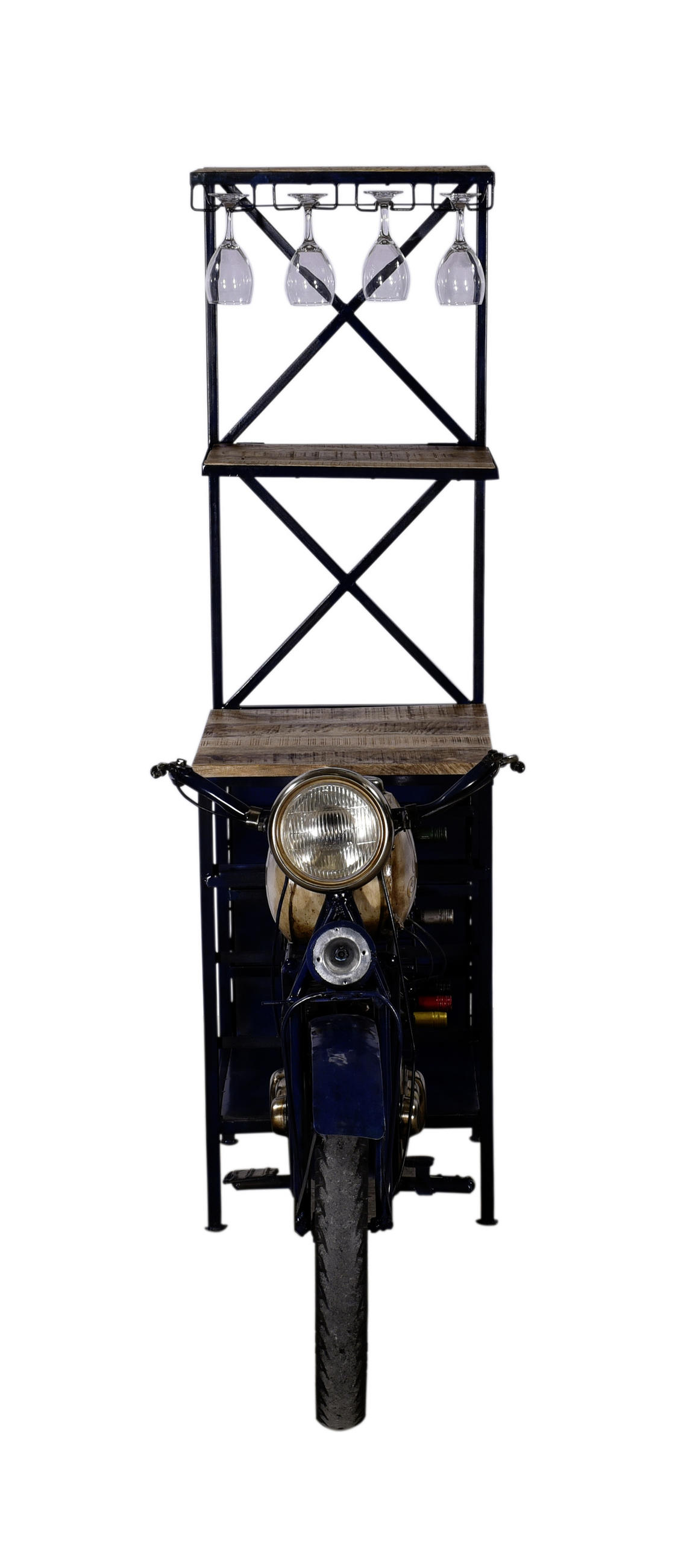 BAR in negru, alb, albastru închis  - albastru/alb, Trend, lemn/metal (145/183/52cm) - Ambia Home
