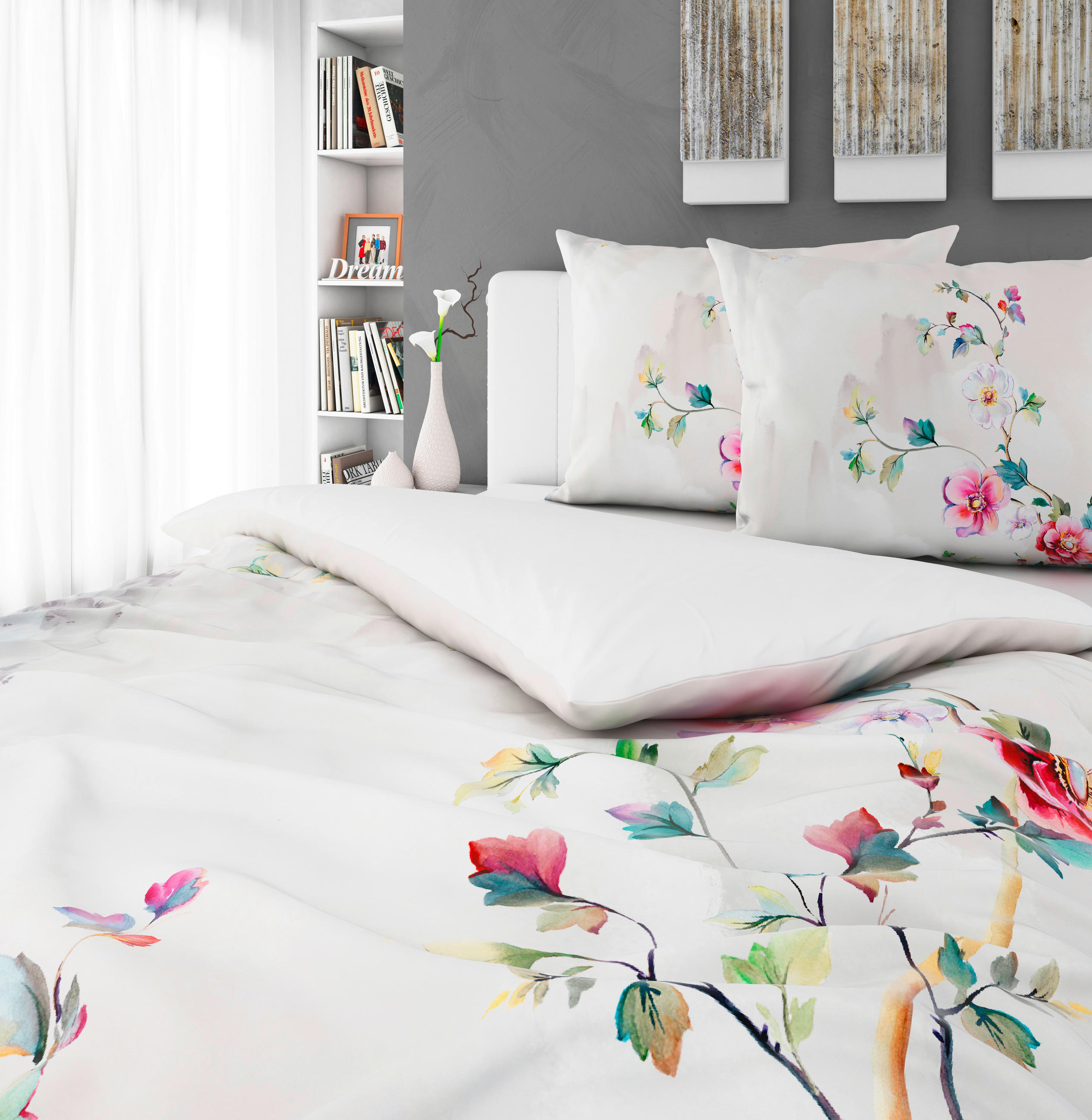 LENJERIE DE PAT CU DOUĂ FEȚE 200/220 cm  - gri, Basics, textil (200/220cm) - Esposa
