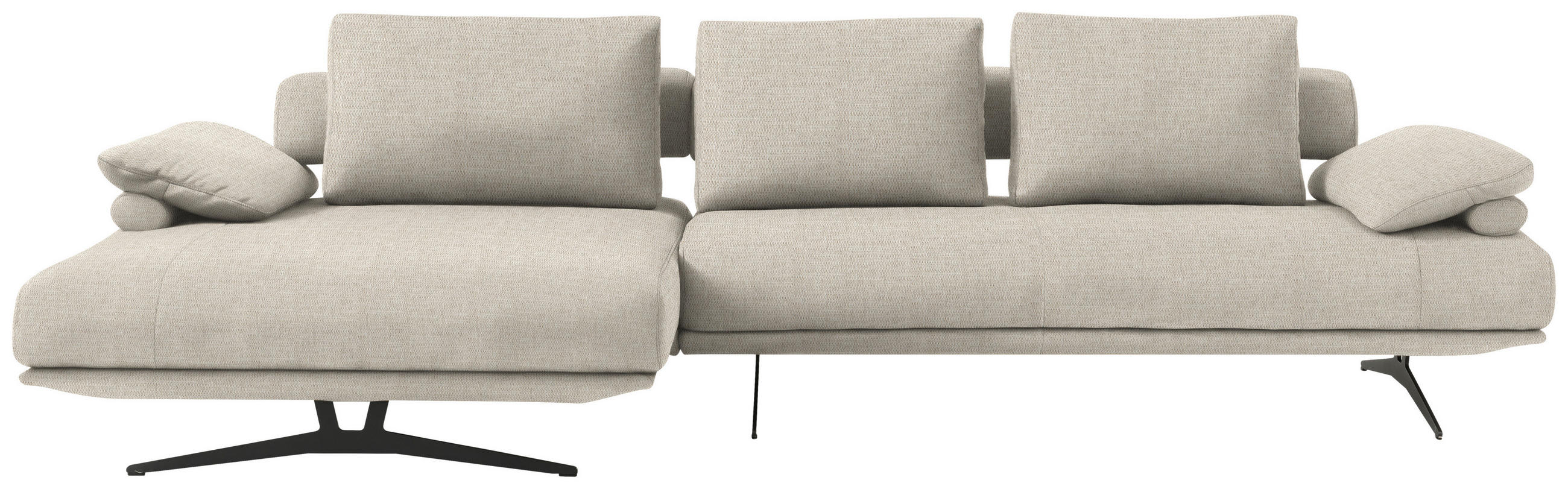 ECKSOFA in Chenille Creme  - Creme/Schwarz, Design, Textil/Metall (168/334cm) - Dieter Knoll