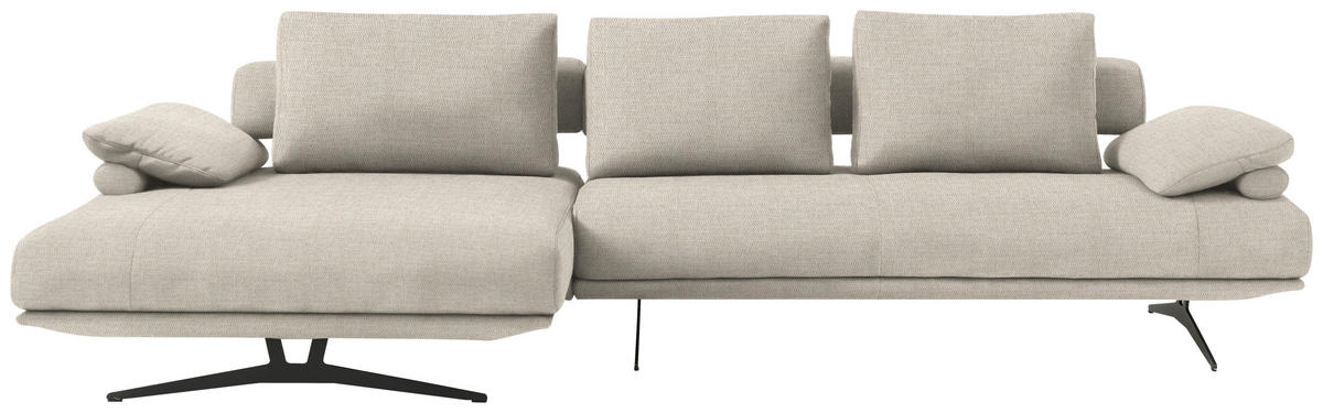ECKSOFA in Chenille Creme  - Creme/Schwarz, Design, Textil/Metall (168/334cm) - Dieter Knoll