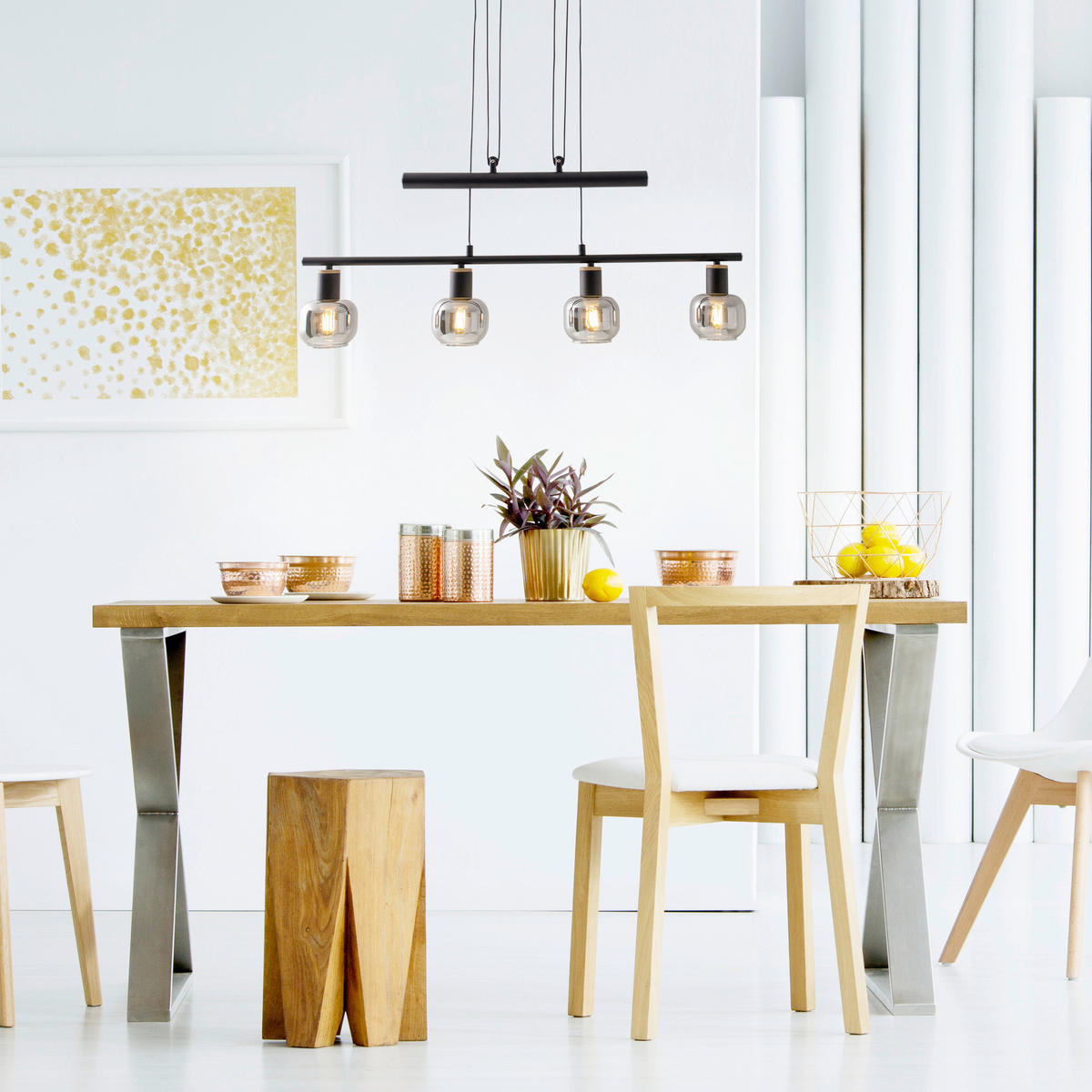 HÄNGELEUCHTE FUMOSO 78/10/100-160 cm   - Schwarz, Design, Glas/Metall (78/10/100-160cm) - Näve