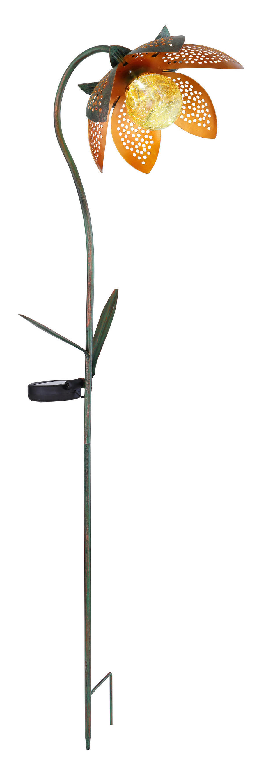 SOLCELLSLAMPA - orange/grön, Basics, metall/glas (25/15/90cm) - Globo